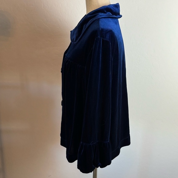 Vintage Velvet navy blue Jacket size XL evening wedding guest party event - Picture 7 of 12
